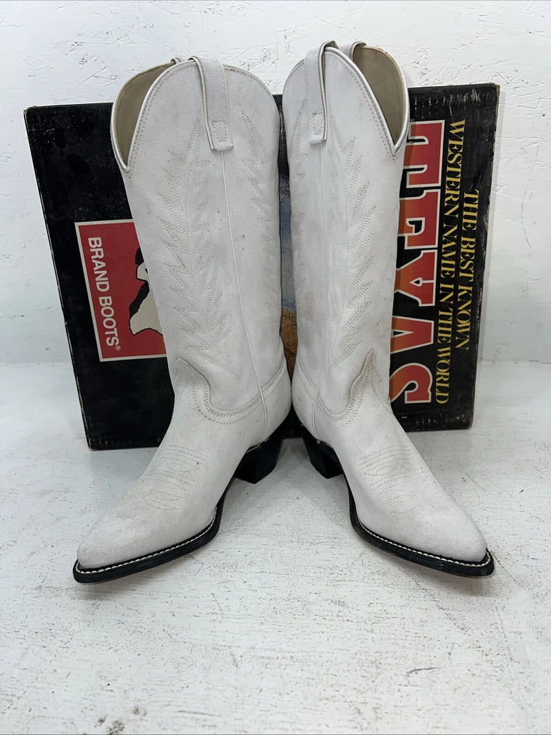 New Women’s White Texas Brand Cowboy Boots. L 198917 7.5 7 1/2 M. 17-69