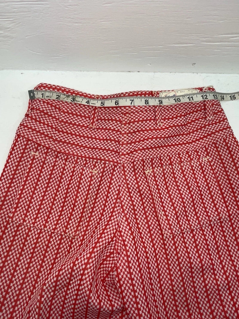 New But Age Red Checkered Panhandle Slim Polyester Pants #8042 VV-70