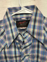 Me end Champion Westerns Purple Plaid Long Sleeve Pearl Snap 14.5 Small R-35