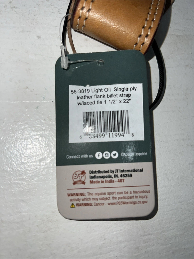 New Leather Tough 1 Light Oil Single Ply Flank Billet Strap 1 1/2” X 22 S-67