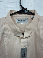 New Wayne Scott Tan Long Sleeve Button Up English Shirt XL AA-73