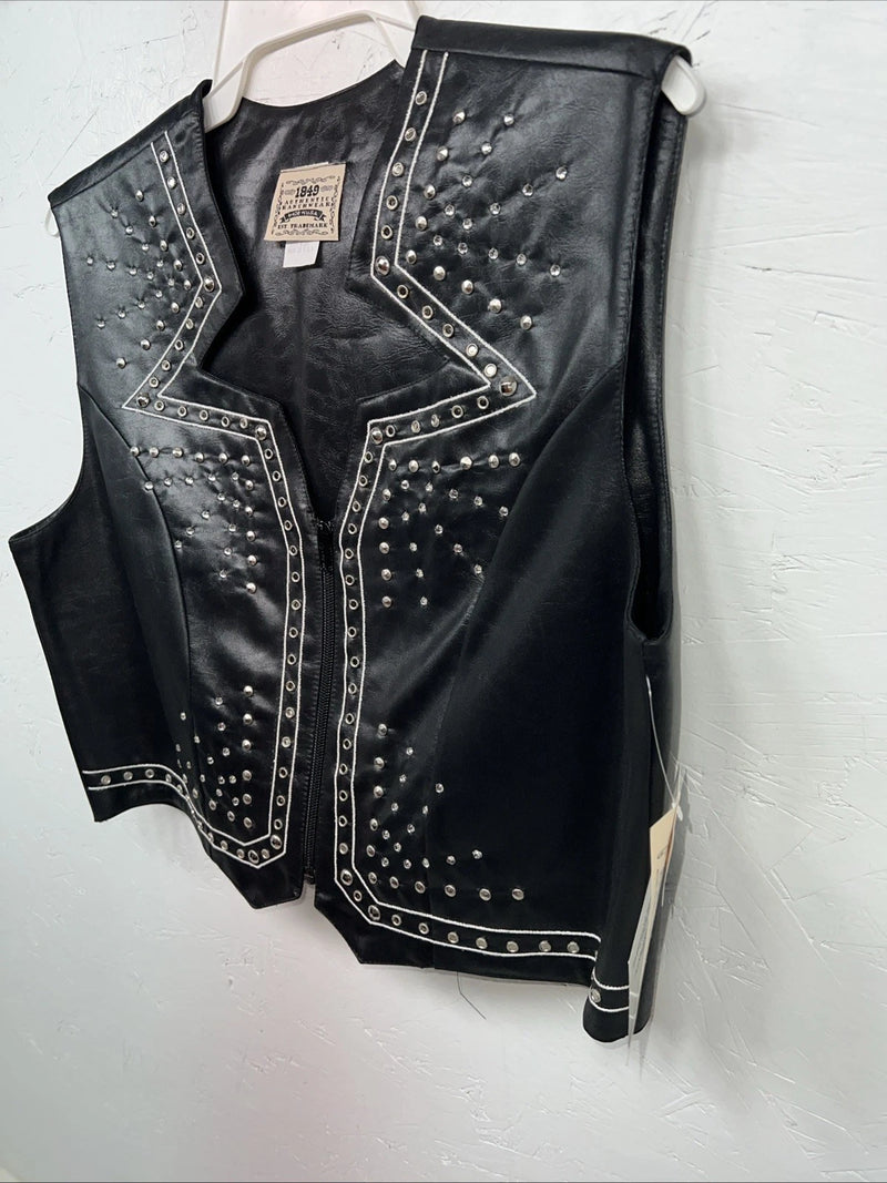 New Women’s 1849 Authentic Ranchwear Black Western Show Vest XL WW-67