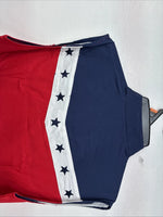 New Women’s Cumberland Red Blue Short Sleeve Pearl Snap Medium MM-111