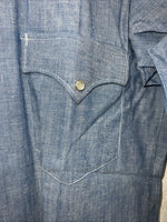 New Men’s Denim Champion Westerns Long Sleeve Pearl Snap Shirt. 15.5x33 M S-10