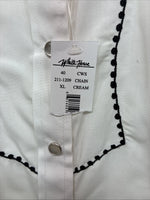 New Women’s White Horse Cream Designed Long Sleeve Pearl Snap XL DD-109