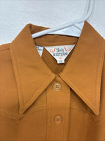 New Kids Lady Western Orange Long Sleev Button Up Size 10 TT-35 