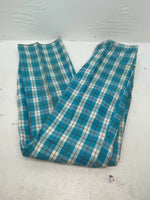 New Vintage Blue Plaid Prior Polyester Pants #C18530 VV-20