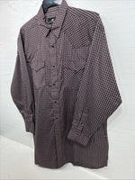 New Men’s Western Express Black Red Flannel Long Sleeve Pearl Snap 2XL F-98