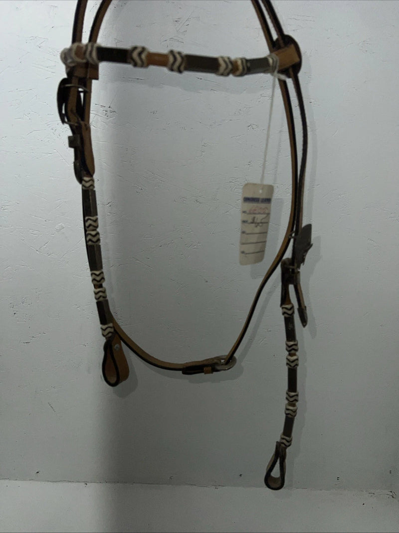 New Congress Leather Beads Browband Headstall #6855 U-29