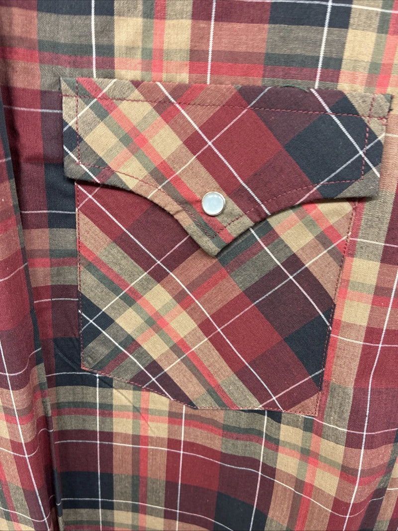 New Men’s ELY Cattleman Red Yellow Flannel Long Sleeve Pearl Snap 4XL E-97