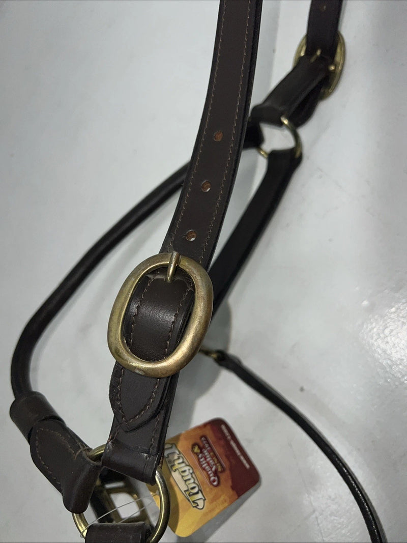 New Tough 1 Genuine Leather Brown Track Horse Halter #44-2046 W-49