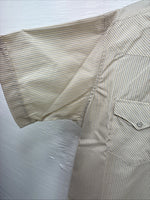 New Men’s White Horse Tan Stripe Short Sleeve Pearl Snap XL R-43
