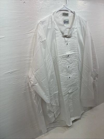 New Classix White Long Sleeve Button Up English Shirt 20-20.5 4XL X-101