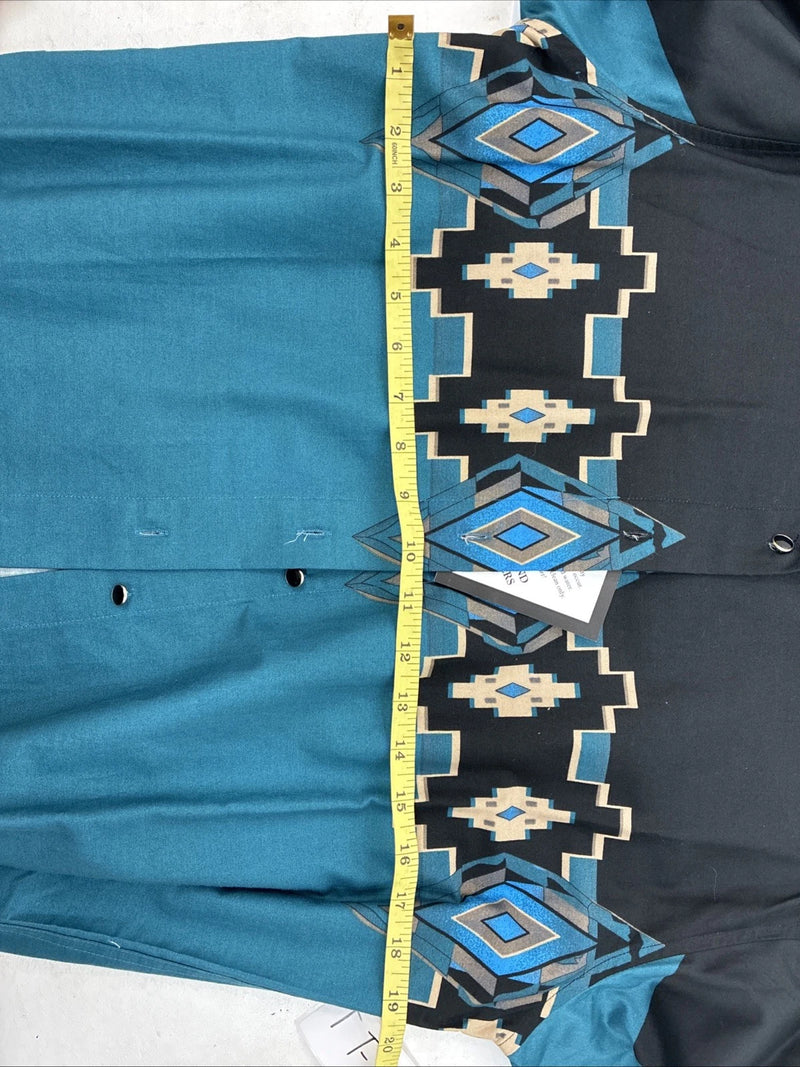 New Women’s Cumberland Black Blue Long Sleeve Button Up Medium TT-25