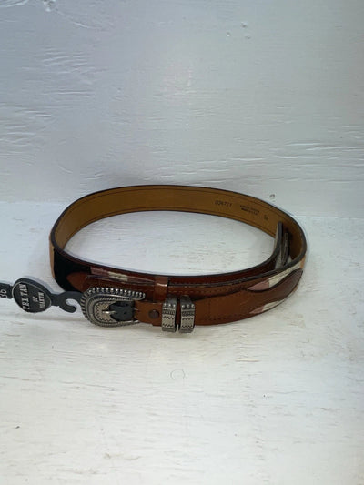 New Brown Genuine Leather Tex Tan Colored Stripe 36” Belt #024731 Z-113