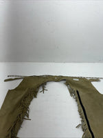 NOS Tan Show Chaps With Fringe Adjustable Waist 33” L-27
