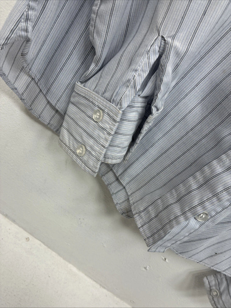 New Women’s Forego Blue Stripe Long Sleeve Button Up Size 36 LL-31