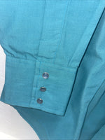 New Men’s ELY Cattleman Teal Long Sleeve Pearl 15.5 X 34 Medium B-103