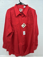 New Men’s ELY Cattleman Red Long Sleeve Pearl Snap 18.5 X 35 2XL AA-62 