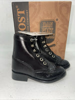 New Infants Black Ostrich Print Lace Up Dan Post Cowboy Boots. 5.5 5 1/2 D. 24-6