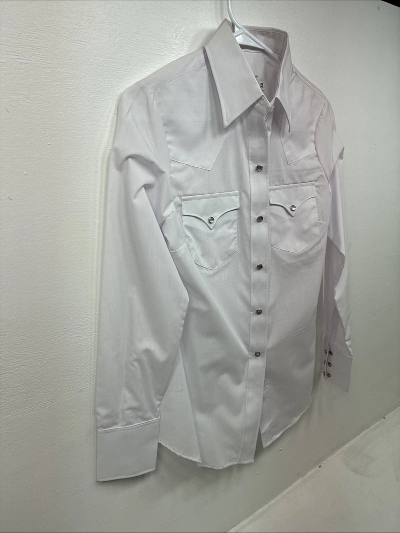 New Women’s Mesquite White Long Sleeve Pearl Snap Size 32 MM-12