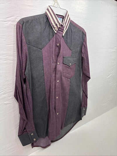 New Men’s Latigo Purple Green Long sleeve button up Medium B-79