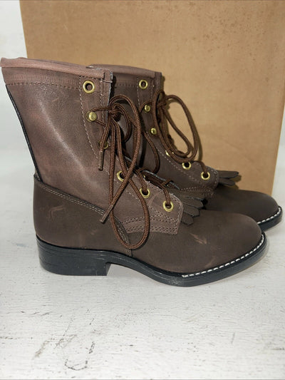 New Children’s Brown Lace Up Bronco Boots. C1361 11 D.24-88