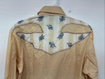 New Women’s Champion Western Yellow Long Sleeve Pearl Snap 15.5 Large KK-18