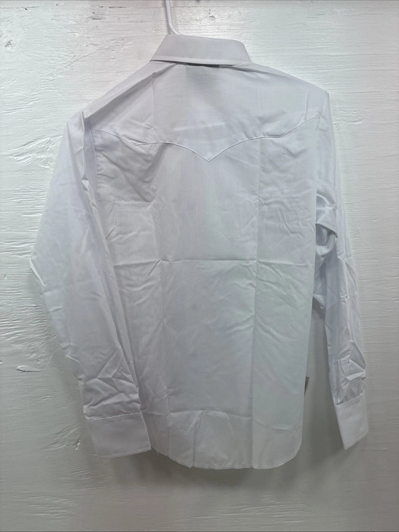New Kids Champion Western White Long Sleeve Pearl Snap Size 16 CC-117