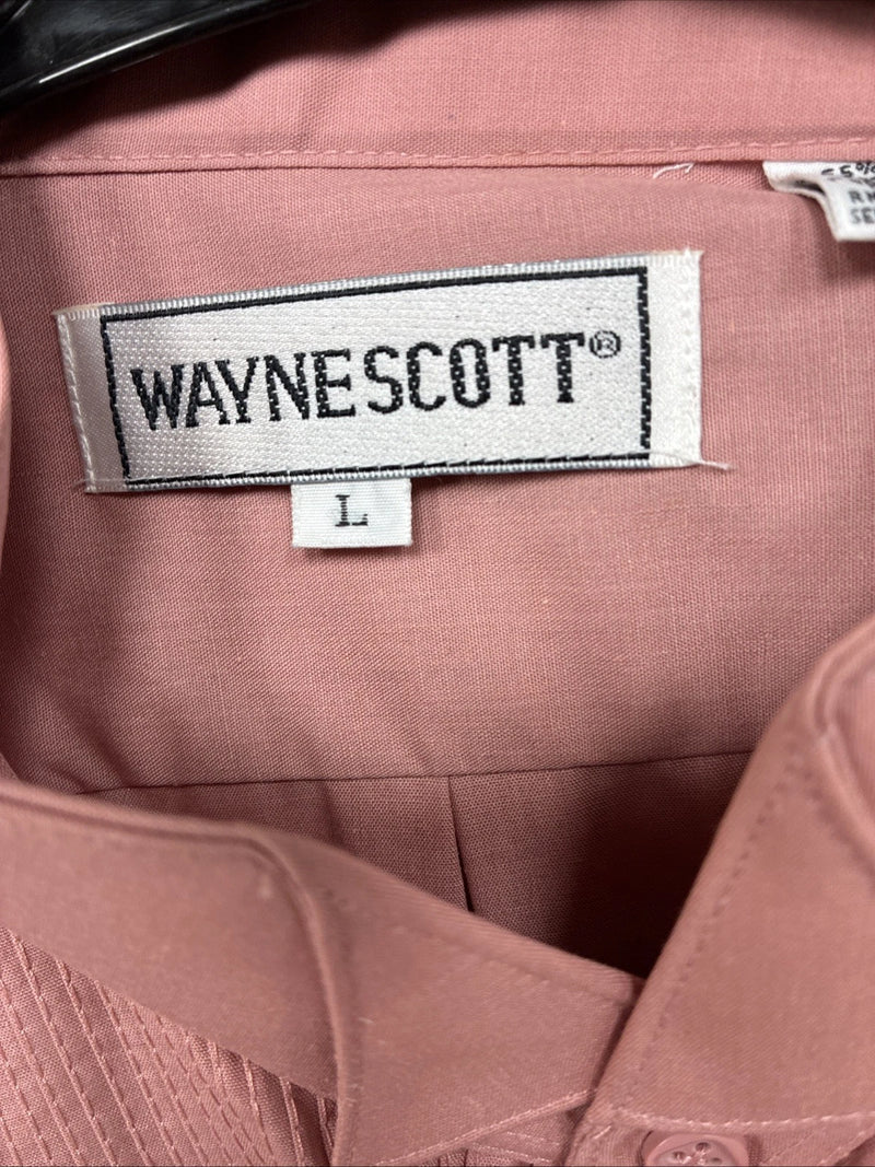 New Wayne Scott Pink Long Sleeve Button Up English Shirt Large MM-45