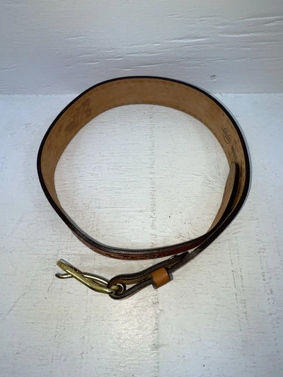 New Brown Genuine Leather Longhorn Tooled 28” Belt #82881 NN-83