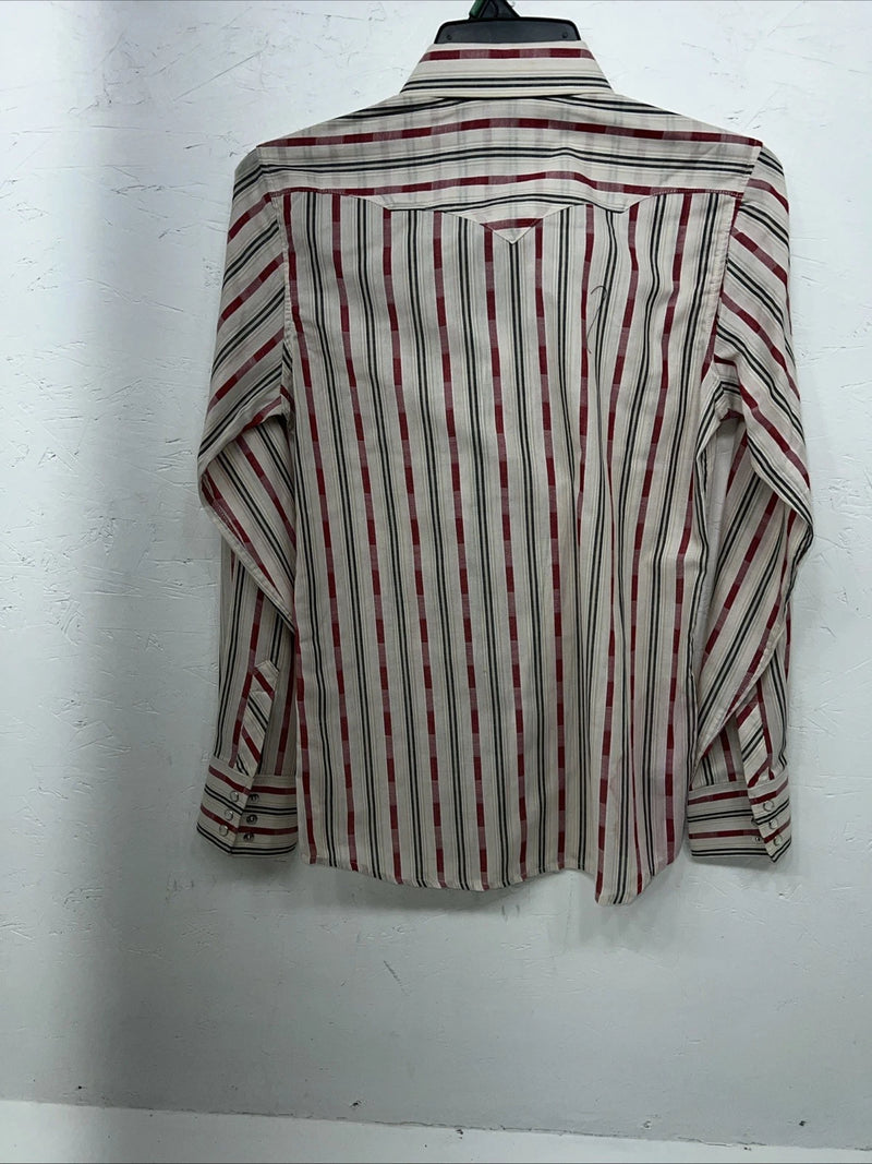 New Children’s Pink Stripped White House Long Sleeve Pearl Snap Shirt. XL S-39