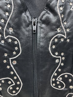 New Women’s 1848 RanchWear Black Rhinestone Sleeveless Vest Zip Up Small YY-44