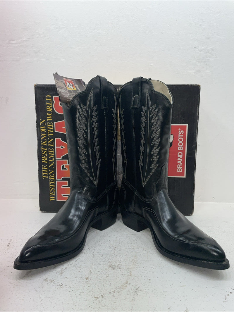New Men’s Black Texas Brand Cowboy Boots 5030 10.5 10 1/2 D. 7-105