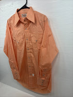 New Men’s Tem Tex Bright Orange Long Sleeve Pearl Snap 15 X 33 Medium K-91