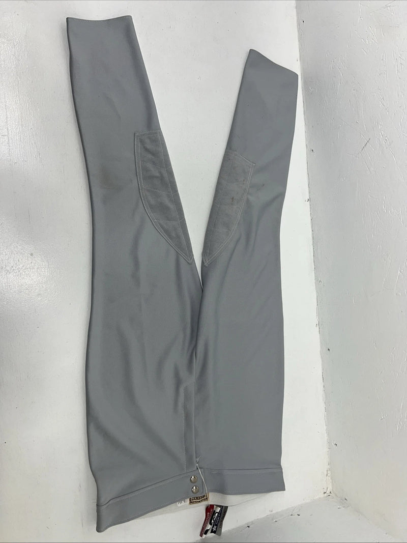 New Women’s Grey Breeks Knee Patch English Riding Pants. Large D-50