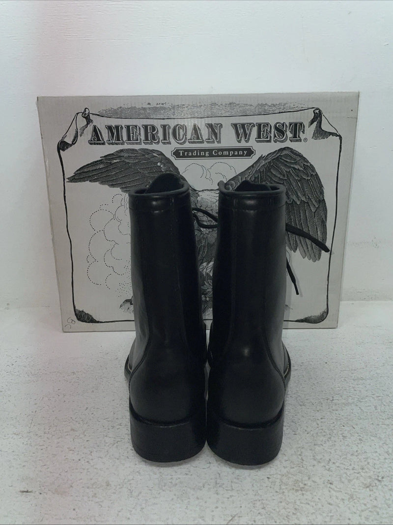 New Men’s Black Lace Up American West Cowboy Boots. 6991 7.5 7 1/2 E W. 1-74