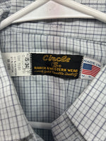 New Men’s Circle S Blue Gray Plaid Long Sleeve Pearl Snap 15 X 34 Medium Q-108
