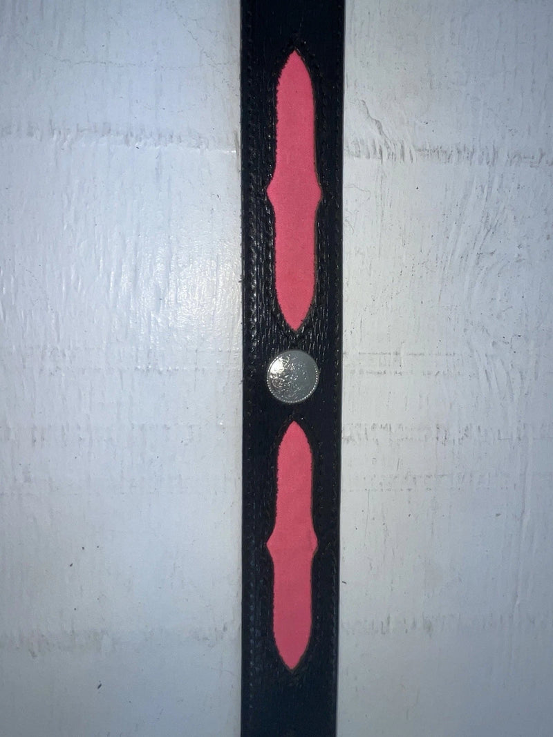 New Black Genuine Leather Wrangler Pink And Pendent 30” Belt #621000 JJ-99