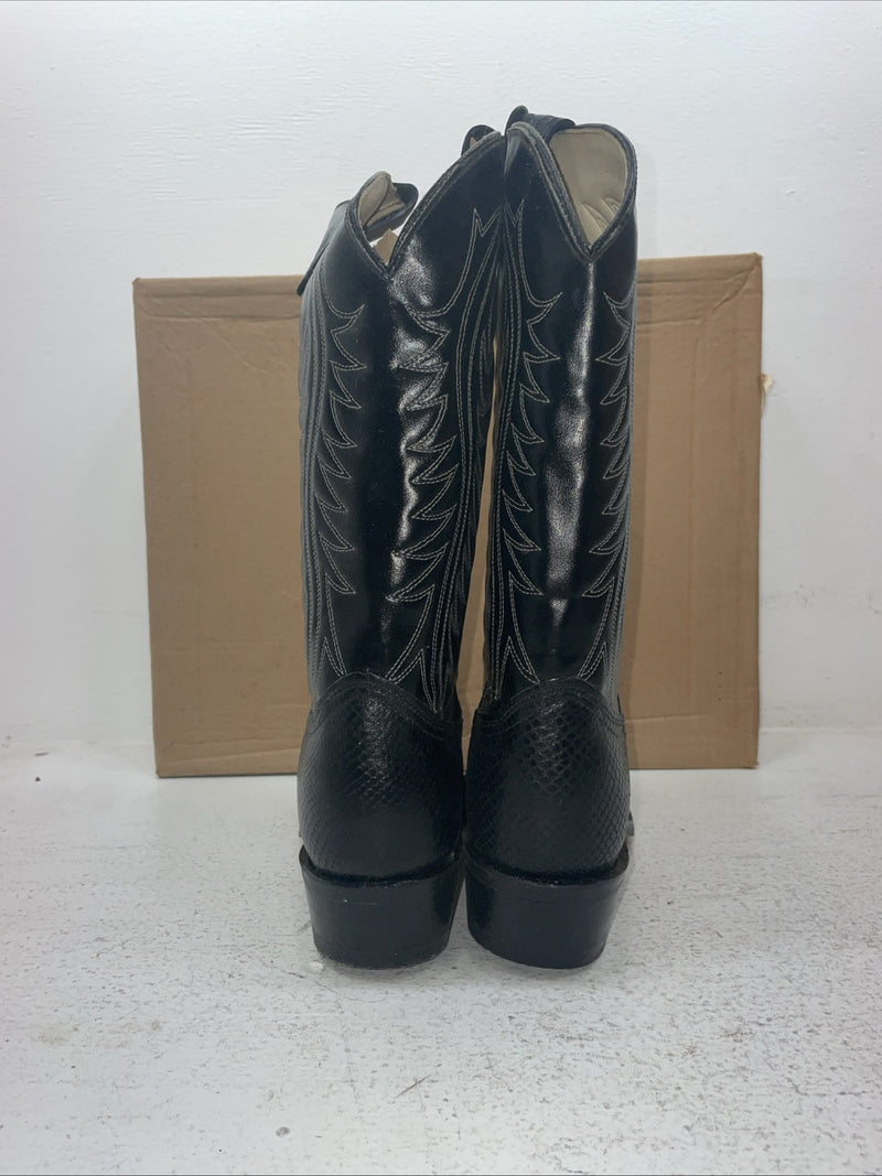 New Men’s Black Snake Skin Texas Brand Cowboy Boots. 509200 9 D. 3-40