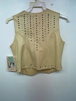 New Women Yellow With Bling 1849 Cut Off Zip Up Vest S #77872 3B-65