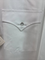 New Men’s ELY Cattleman White Long Sleeve Pearl Snap 17.5 X 35 XL R-45