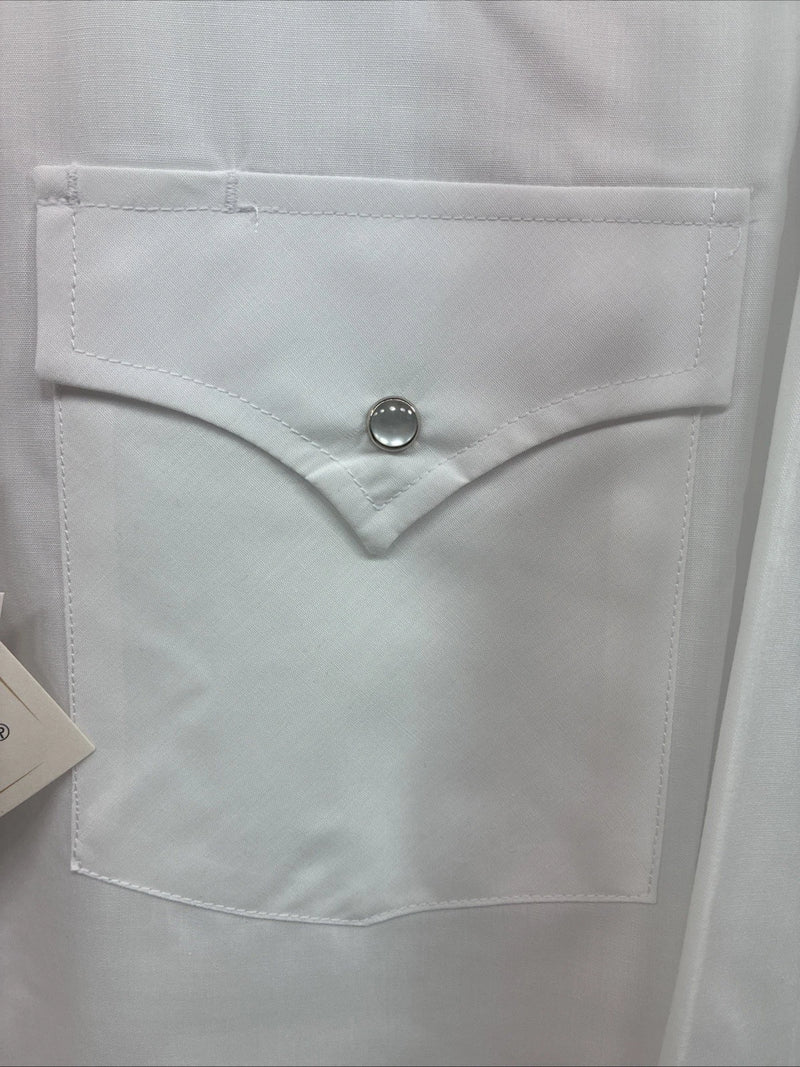 New Men’s ELY Cattleman White Long Sleeve Pearl Snap 17.5 X 35 XL R-45
