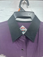 New Women’s Cumberland Purple Western Long Sleeve Button Up Pearl Medium V-59