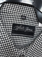New Men’s White Horse Black White Checker Long Sleeve Pearl Snap 2XL F-102
