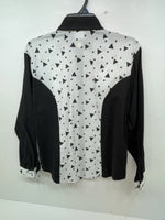 New Women’s Black White Cowboy Threads Long Sleeve Button Up Shirt M #790 3B-21