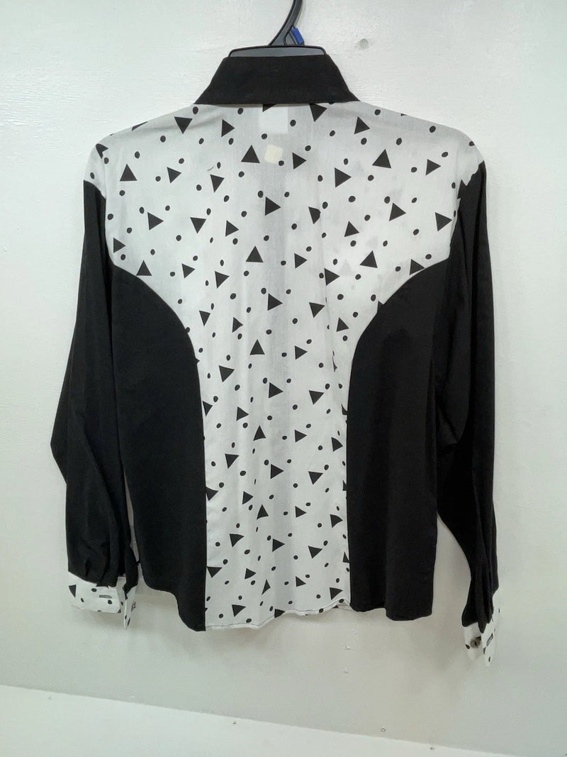 New Women’s Black White Cowboy Threads Long Sleeve Button Up Shirt M #790 3B-21