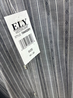 New Men’s ELY Cattleman Gray White Design Long Sleeve Pearl Snap 16 Large X-19