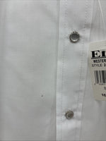 New Men’s ELY Cattleman White Long Sleeve Pearl Snap 16.5 X 36 Large CC-38