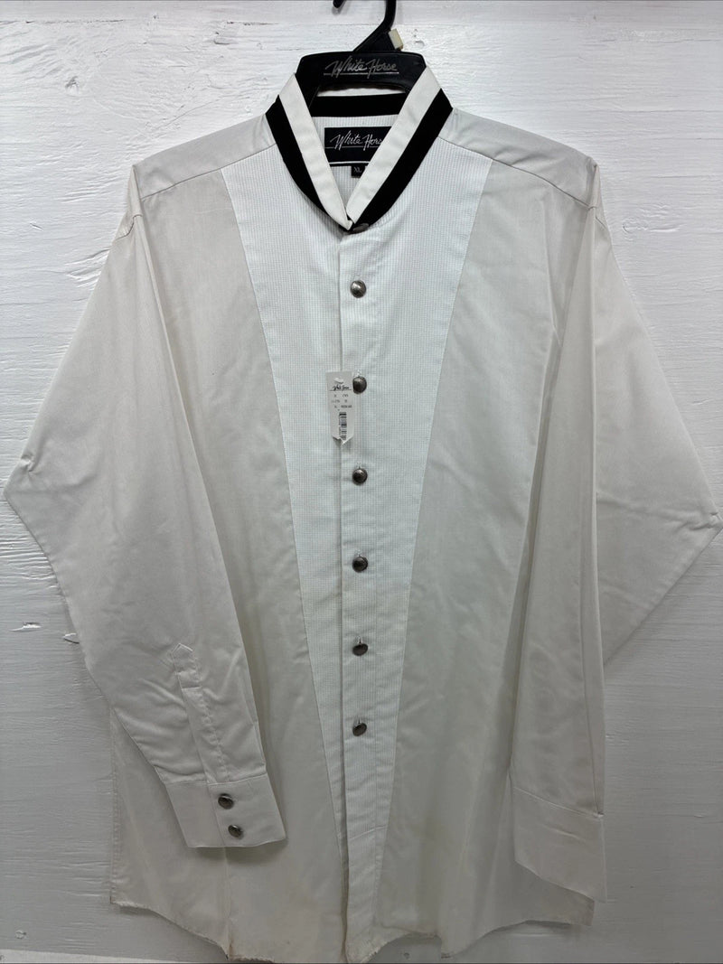 New Men’s White Horse White Tux Long Sleeve Button Up Undershirt XL H-87